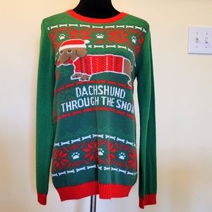 Dacshund ugly Christmas sweater sz medium